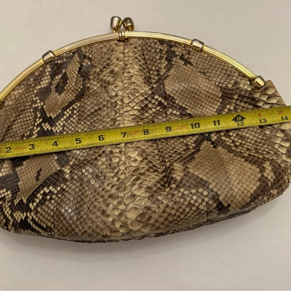 Elegant Brown Snakeskin Clutch